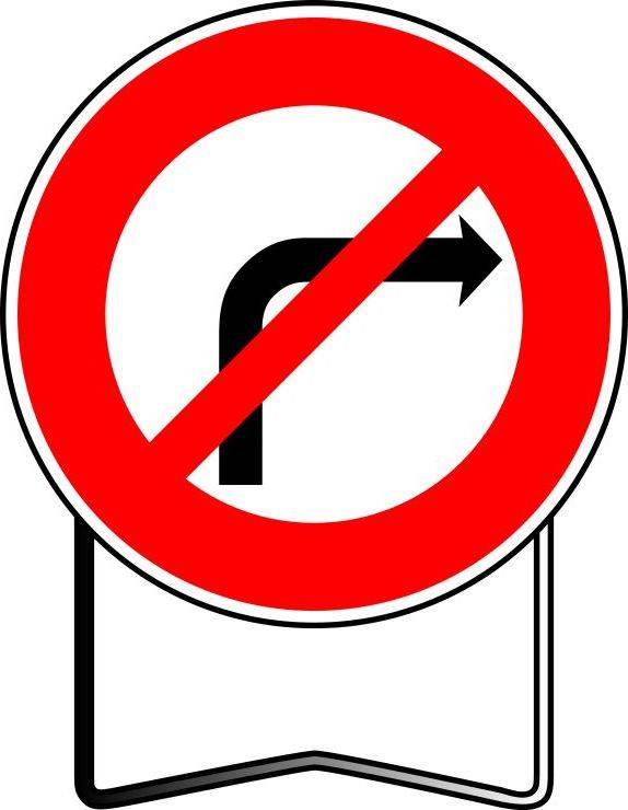 Panneau B2A interdit de Tourner à droite sur pieds lyonnais en Stock à Toulon, Fix'on, Six fours