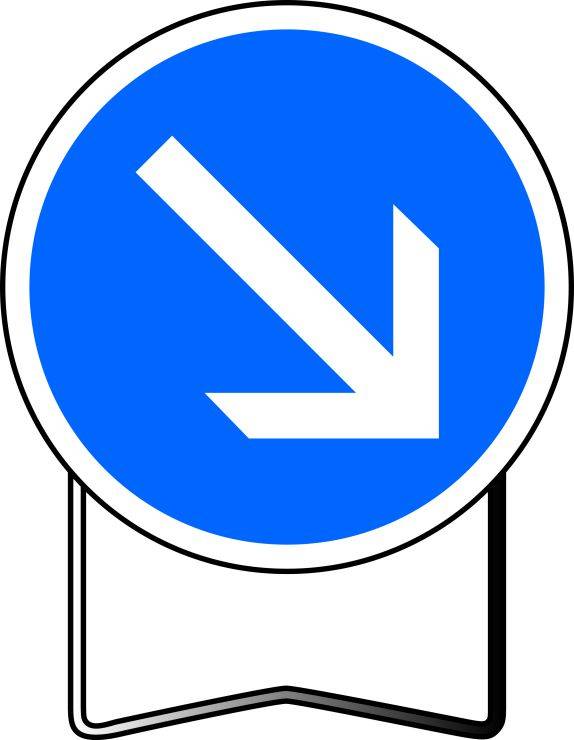 Panneau Flèche amovible pivotante sur fond bleu 360° B21A1 B21A2 en stock à Six fours, dans le var