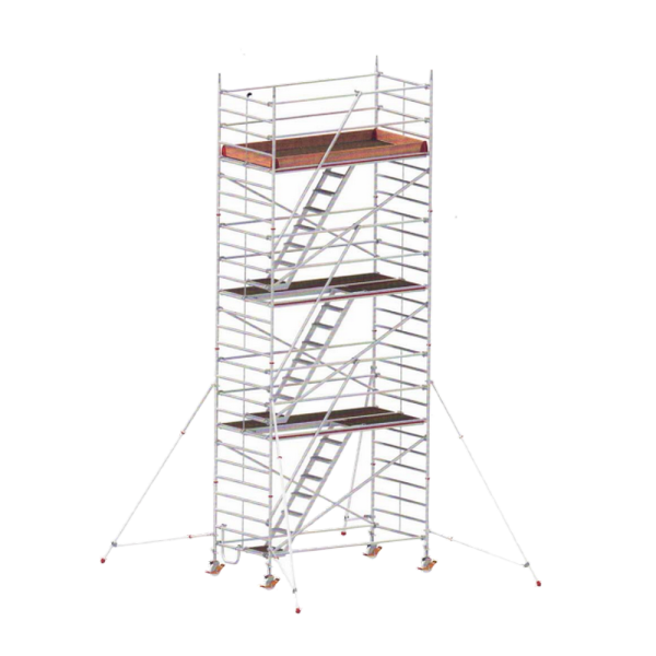 Tour Echafaudage Roulante – Hauteur 12.40ml, avec escalier intérieurs avec stabilisateurs avec Escalier – 1.95×1.50ml