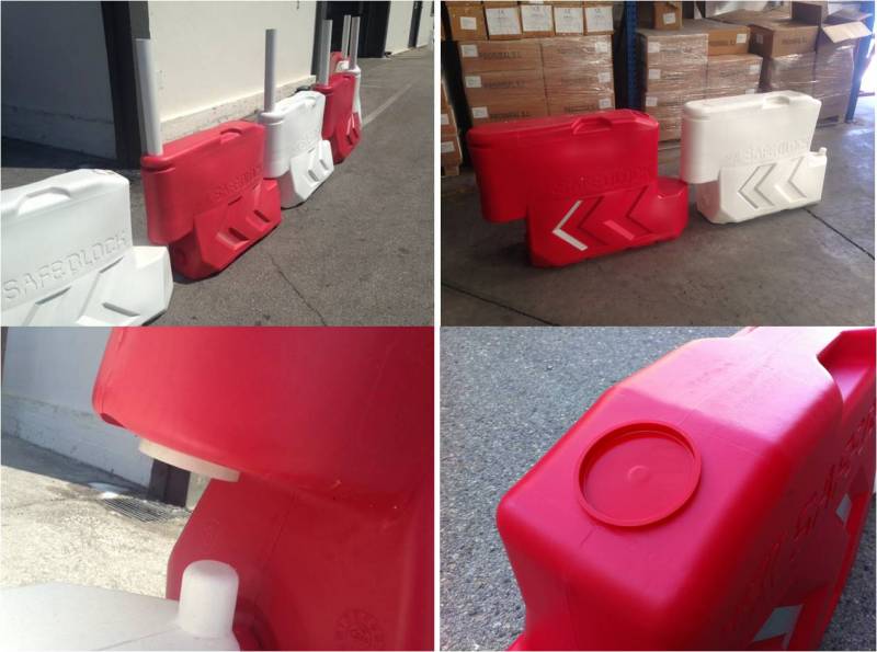Séparateur de voies type GBA plastique rouge blanc hauteur 500mm lestable à l’eau BALIR 115cm